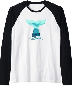 Whale Tail in Waves | Orca Ocean Raglan Baseball Tee