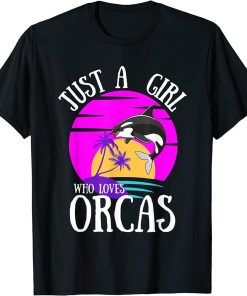 Just A Girl Who Loves Orcas Retro Vintage T-Shirt