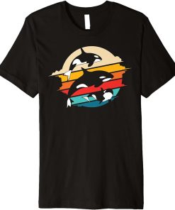 Cute Retro Orca Graphic Killer Whale Family Premium T-Shirt