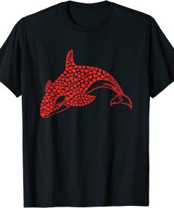 Orcas Killer Whales Sea Ocean Love Heart Red Valentines Day T-Shirt