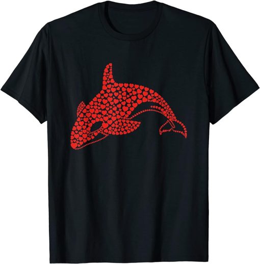 Orcas Killer Whales Sea Ocean Love Heart Red Valentines Day T-Shirt