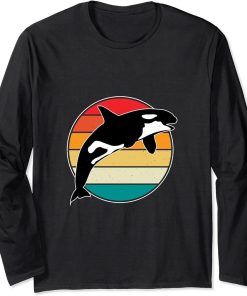 Retro Vintage Style - Save The Sea Pandas - I Love Orca Long Sleeve T-Shirt