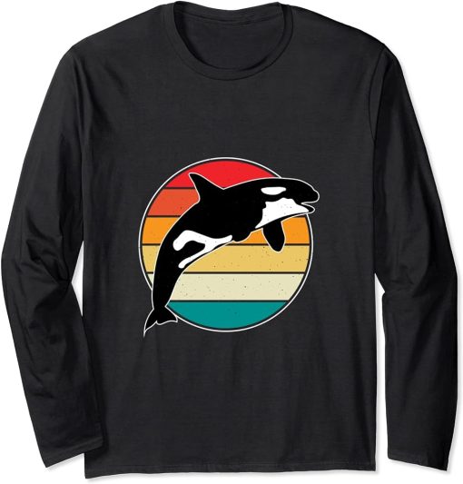 Retro Vintage Style - Save The Sea Pandas - I Love Orca Long Sleeve T-Shirt