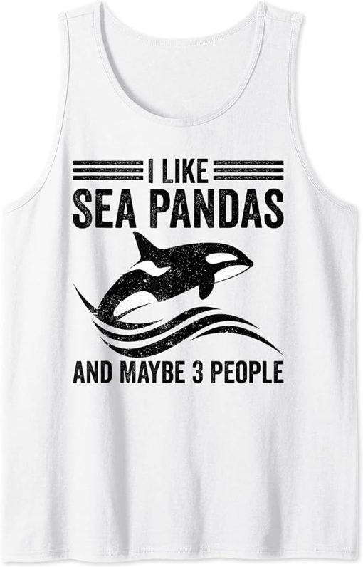 Funny Orca Whale and Maybe 3 People Sea Panda Tank Top