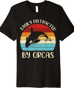 Vintage Orca Animal Lover Easily Distracted By Orcas Premium T-Shirt